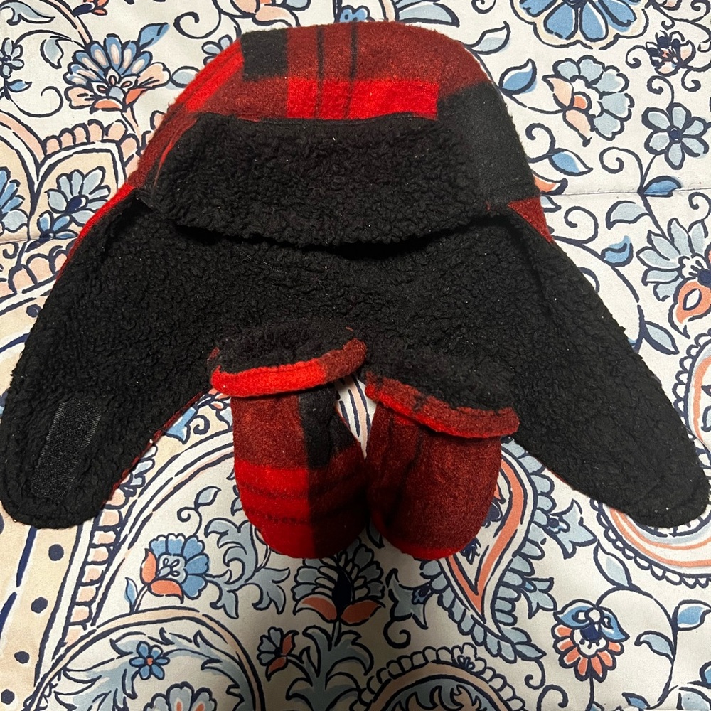 Red and Black Plaid Trapper Hat